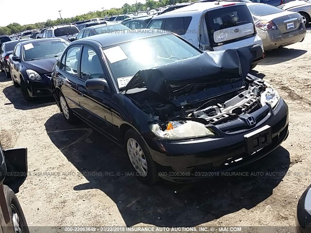 1HGES16585L027897 - 2005 HONDA CIVIC LX BLACK photo 1