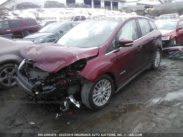 1FADP5BU6FL105424 - 2015 FORD C-MAX SEL RED photo 2