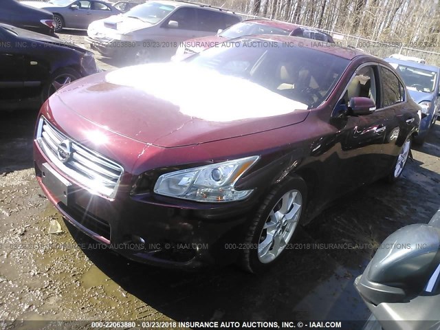 1N4AA5AP8DC823988 - 2013 NISSAN MAXIMA S/SV MAROON photo 2