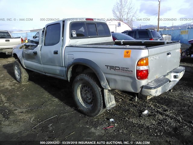 5TEHN72N73Z193984 - 2003 TOYOTA TACOMA DOUBLE CAB SILVER photo 3