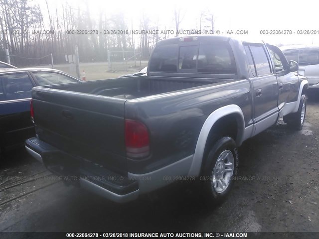 1D7HG48N84S730051 - 2004 DODGE DAKOTA QUAD SLT GRAY photo 4