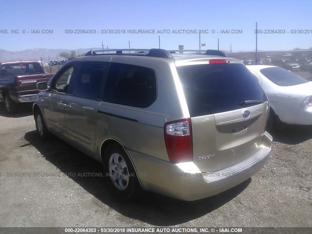 KNDMB233X86255812 - 2008 KIA SEDONA EX/LX GOLD photo 3