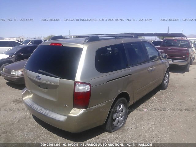 KNDMB233X86255812 - 2008 KIA SEDONA EX/LX GOLD photo 4