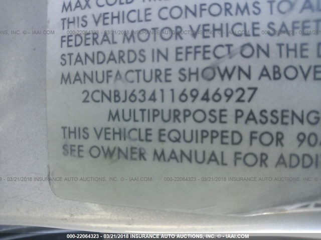 2CNBJ634116946927 - 2001 CHEVROLET TRACKER LT SILVER photo 9