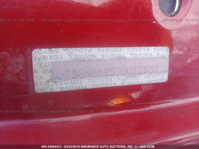 JT3GN86R5T0012657 - 1996 TOYOTA 4RUNNER SR5 RED photo 9