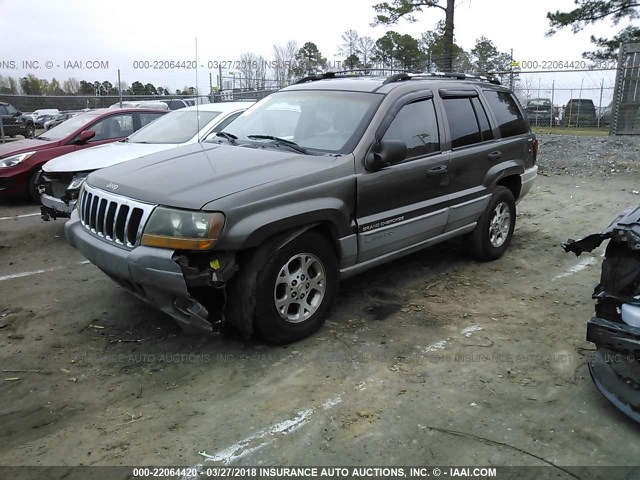 1J4GW58S0XC614811 - 1999 JEEP GRAND CHEROKEE LAREDO GRAY photo 2