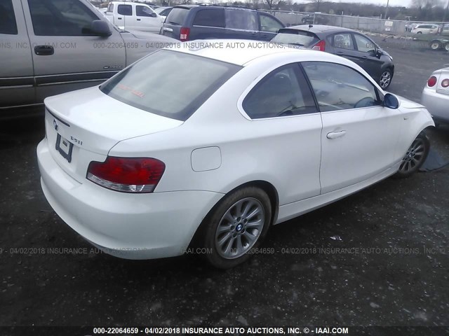 WBAUP73528VF09731 - 2008 BMW 128 I თეთრი ფოტო 4