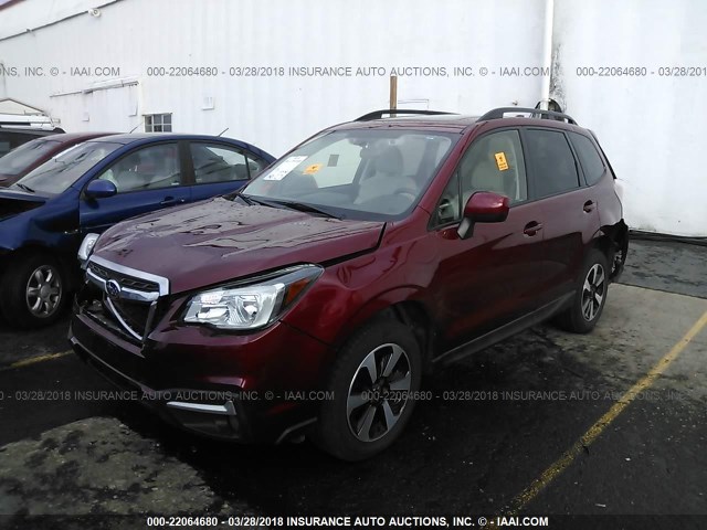 JF2SJAGC3HH500809 - 2017 SUBARU FORESTER 2.5I PREMIUM MAROON photo 2