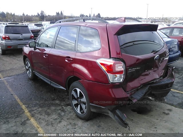 JF2SJAGC3HH500809 - 2017 SUBARU FORESTER 2.5I PREMIUM MAROON photo 3