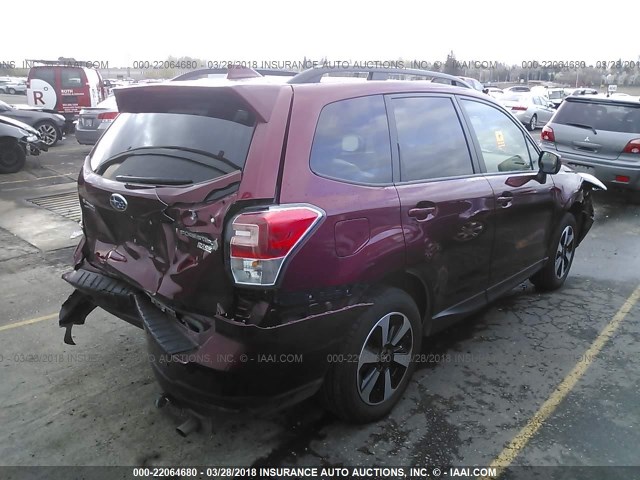 JF2SJAGC3HH500809 - 2017 SUBARU FORESTER 2.5I PREMIUM MAROON photo 4