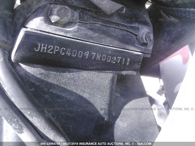 JH2PC40097M002711 - 2007 HONDA CBR600 RR BLACK photo 10