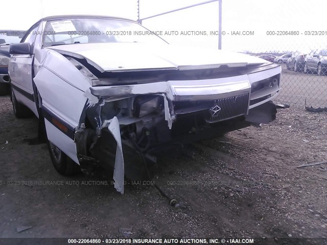 1C3XU553XNF239826 - 1992 CHRYSLER LEBARON LX WHITE photo 6