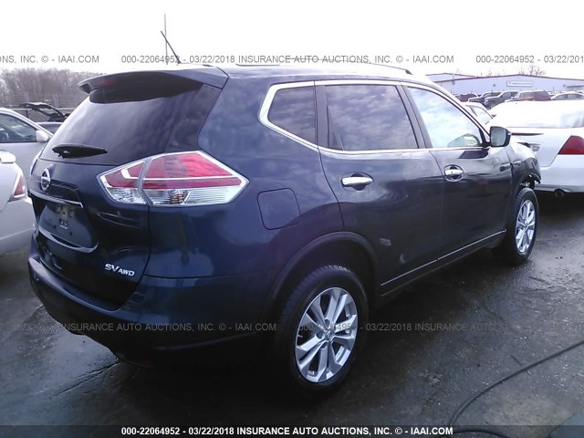 JN8AT2MV3GW150211 - 2016 NISSAN ROGUE S/SL/SV Dark Blue photo 4