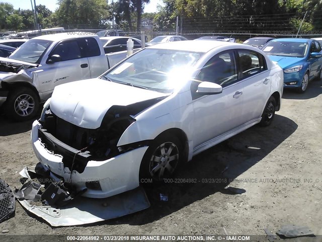 3N1AB6APXBL651237 - 2011 NISSAN SENTRA 2.0/2.0S/SR/2.0SL WHITE photo 2