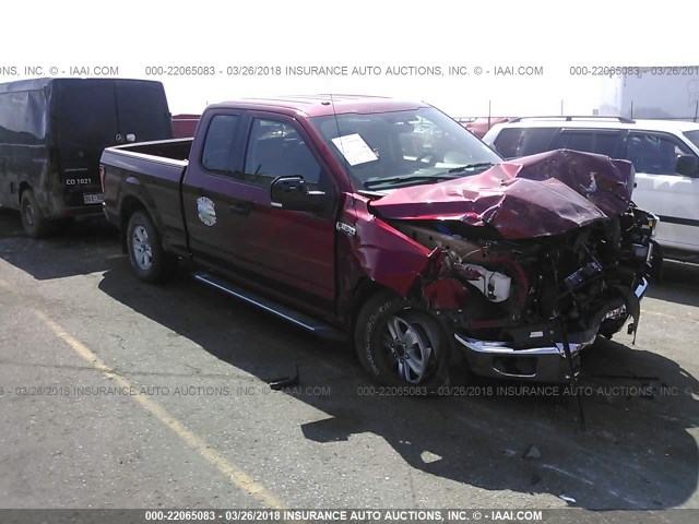 1FTFX1EF1FKF04854 - 2015 FORD F150 SUPER CAB MAROON photo 1