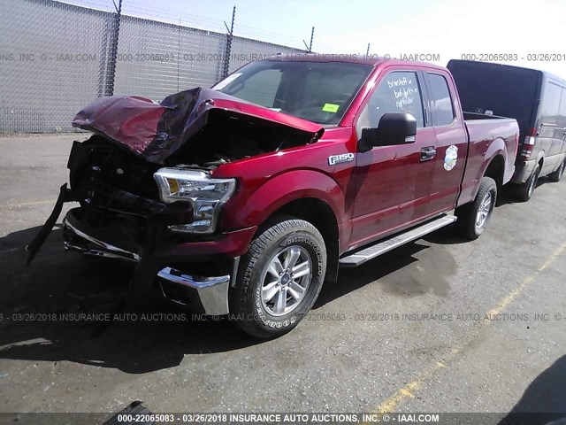 1FTFX1EF1FKF04854 - 2015 FORD F150 SUPER CAB MAROON photo 2