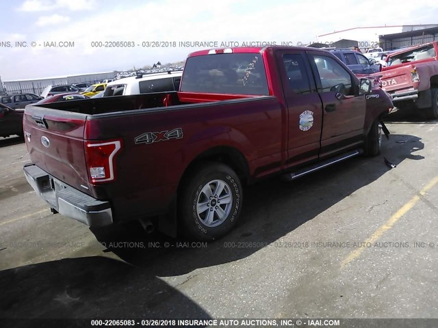 1FTFX1EF1FKF04854 - 2015 FORD F150 SUPER CAB MAROON photo 4