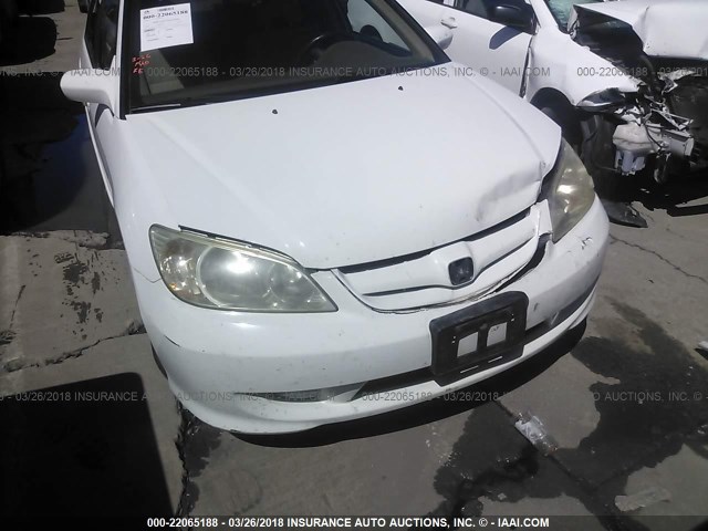 2HGES26785H599346 - 2005 HONDA CIVIC EX WHITE photo 6