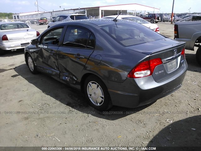 JHMFA3F23AS007692 - 2010 HONDA CIVIC HYBRID GRAY photo 3