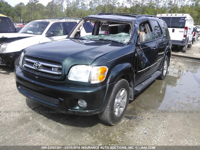 5TDZT38A92S068195 - 2002 TOYOTA SEQUOIA LIMITED GREEN photo 2