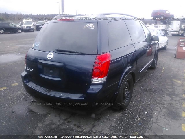 5N1BV28U25N135757 - 2005 NISSAN QUEST S/SE/SL Dark Blue photo 4