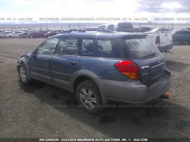 4S4BP61C056387374 - 2005 SUBARU LEGACY OUTBACK 2.5I BLUE photo 3