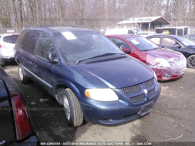 1B4GP44342B688790 - 2002 DODGE GRAND CARAVAN SPORT Dark Blue photo 1