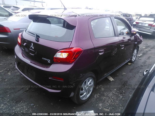 ML32A4HJ6HH015225 - 2017 MITSUBISHI MIRAGE SE RED photo 4