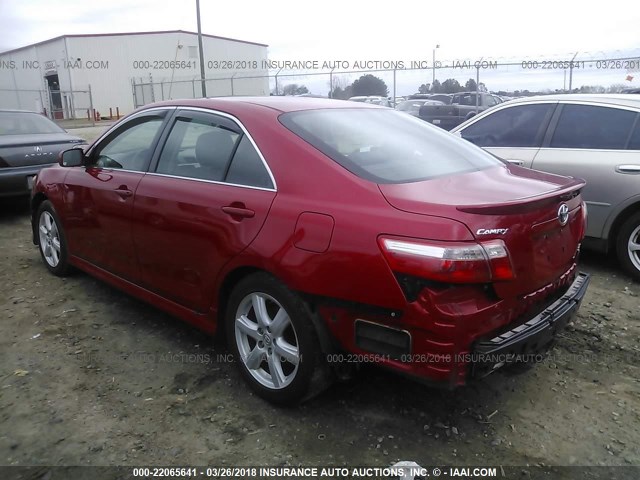 4T1BE46K38U227628 - 2008 TOYOTA CAMRY CE/LE/XLE/SE RED photo 3