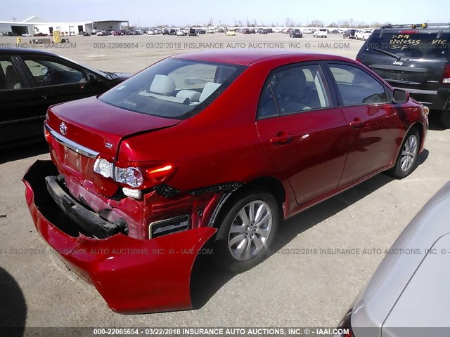 2T1BU4EE2BC634640 - 2011 TOYOTA COROLLA S/LE RED photo 4