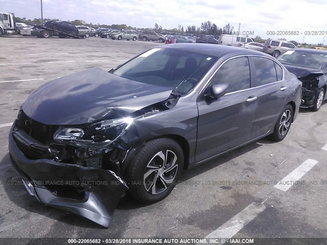 1HGCR2F39HA222527 - 2017 HONDA ACCORD LX GRAY photo 2