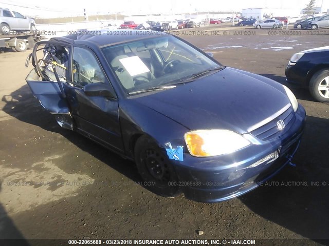 1HGES16573L013342 - 2003 HONDA CIVIC LX BLUE photo 1