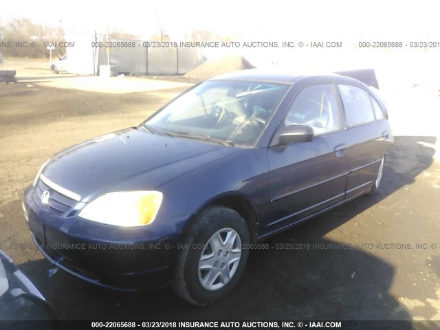 1HGES16573L013342 - 2003 HONDA CIVIC LX BLUE photo 2