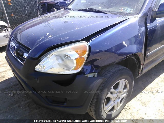 JHLRD78812C081013 - 2002 HONDA CR-V EX BLUE photo 6