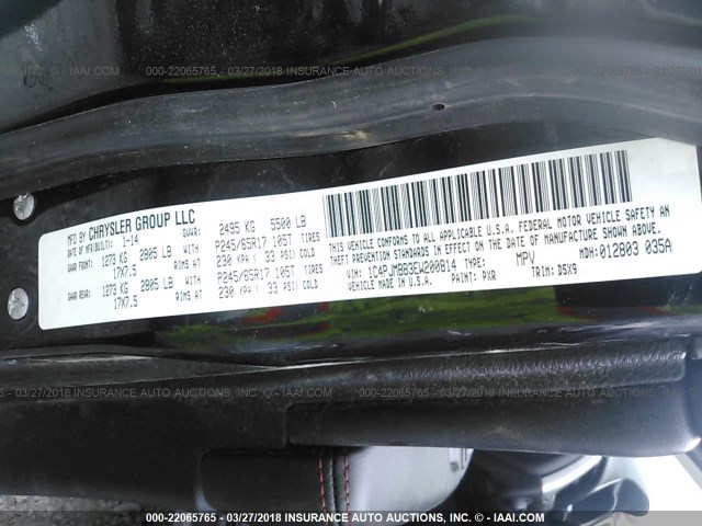 1C4PJMBB3EW200814 - 2014 JEEP CHEROKEE TRAILHAWK 黑色 照片 9