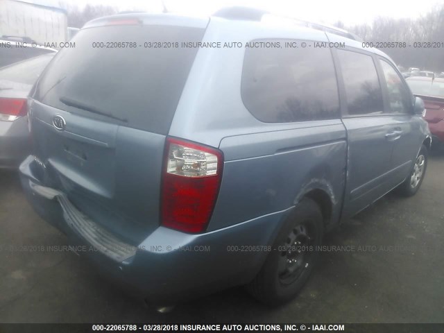 KNDMG4C38A6333829 - 2010 KIA SEDONA LX BLUE photo 4