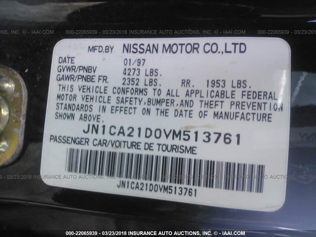 JN1CA21D0VM513761 - 1997 NISSAN MAXIMA GLE/GXE/SE BLACK photo 9