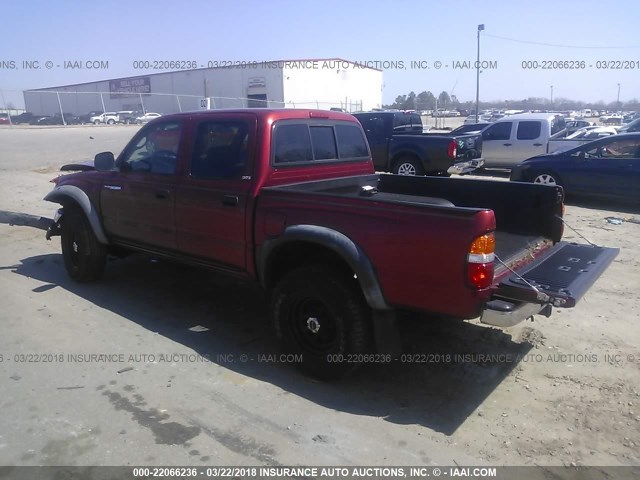 5TEGN92N82Z054517 - 2002 TOYOTA TACOMA DOUBLE CAB PRERUNNER BURGUNDY photo 3