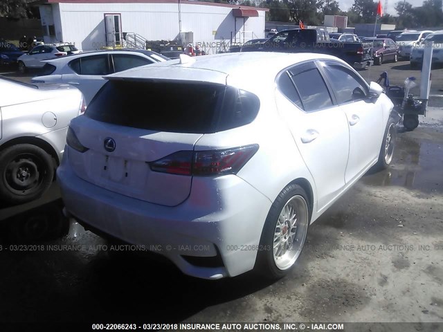 JTHKD5BH6E2187249 - 2014 LEXUS CT 200 WHITE photo 4