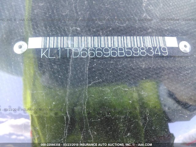 KL1TD66696B598349 - 2006 CHEVROLET AVEO LS BLUE photo 9