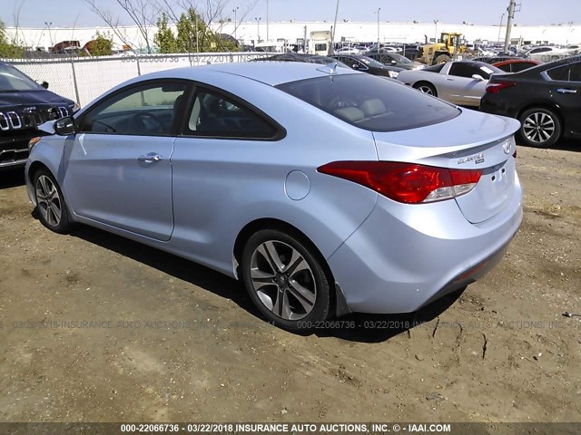 KMHDH6AE3DU003184 - 2013 HYUNDAI ELANTRA COUPE GS/SE Light Blue photo 3