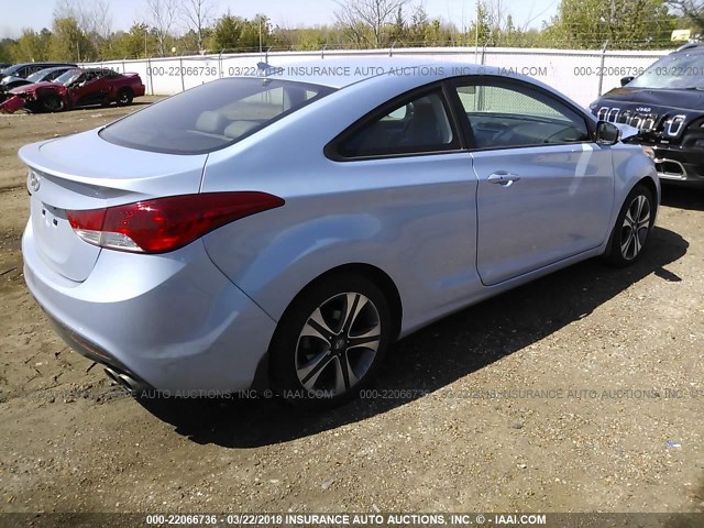 KMHDH6AE3DU003184 - 2013 HYUNDAI ELANTRA COUPE GS/SE Light Blue photo 4