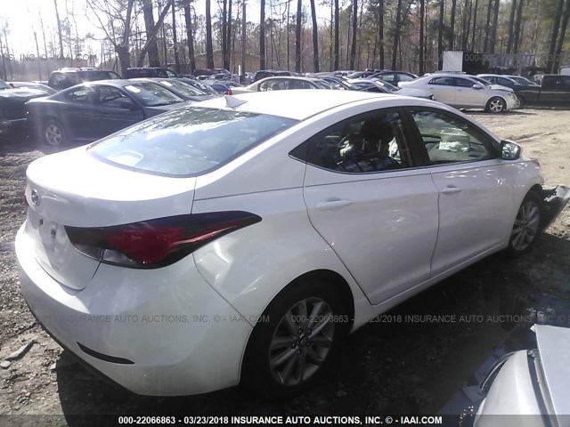 5NPDH4AE2FH607069 - 2015 HYUNDAI ELANTRA SE/SPORT/LIMITED WHITE photo 4