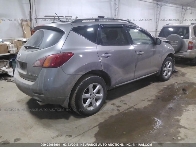 JN8AZ18W79W160187 - 2009 NISSAN MURANO S/SL/LE SILVER photo 4