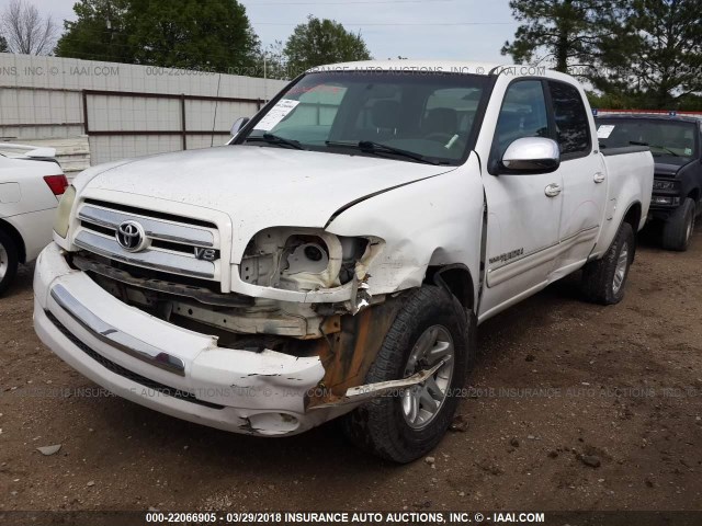 5TBDT44166S511455 - 2006 TOYOTA TUNDRA DOUBLE CAB SR5 WHITE photo 2
