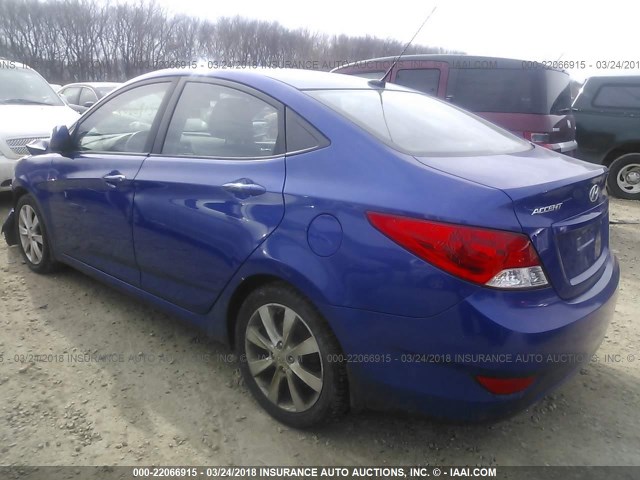 KMHCU4AEXCU244895 - 2012 HYUNDAI ACCENT GLS/GS/SE BLUE photo 3