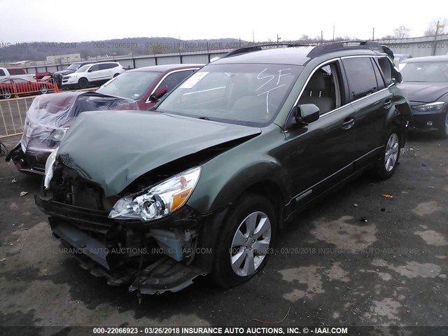 4S4BRCCC4B3369866 - 2011 SUBARU OUTBACK 2.5I PREMIUM GREEN photo 2