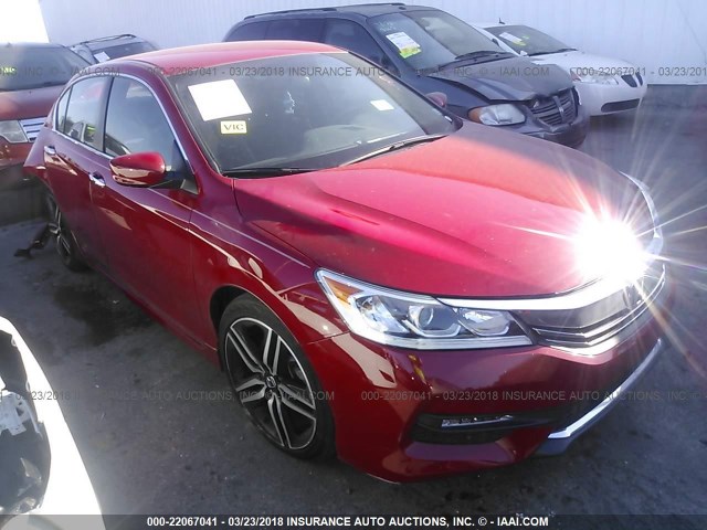 1HGCR2F56GA144000 - 2016 HONDA ACCORD SPORT RED photo 1