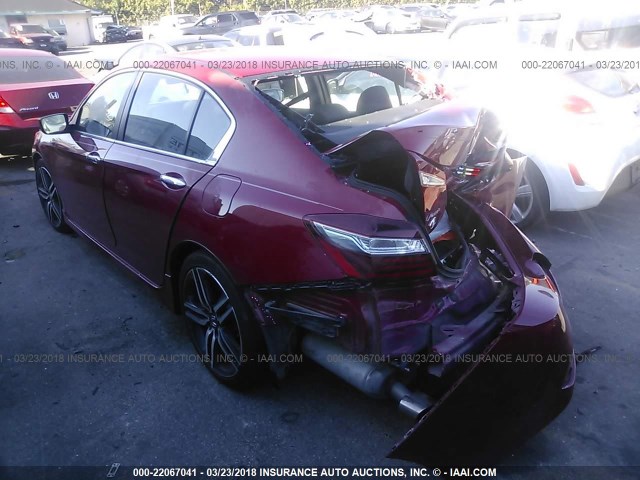 1HGCR2F56GA144000 - 2016 HONDA ACCORD SPORT RED photo 3