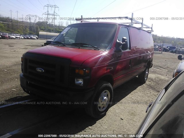 1FTNE24W08DA30203 - 2008 FORD ECONOLINE E250 VAN RED photo 2